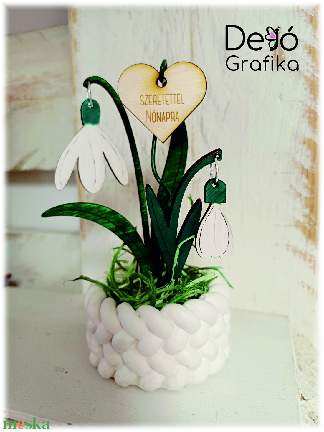 Nőnapi hóvirág dekor 2. - otthon & életmód - virágdekoráció - virágdíszek - asztali virágdísz - Meska.hu