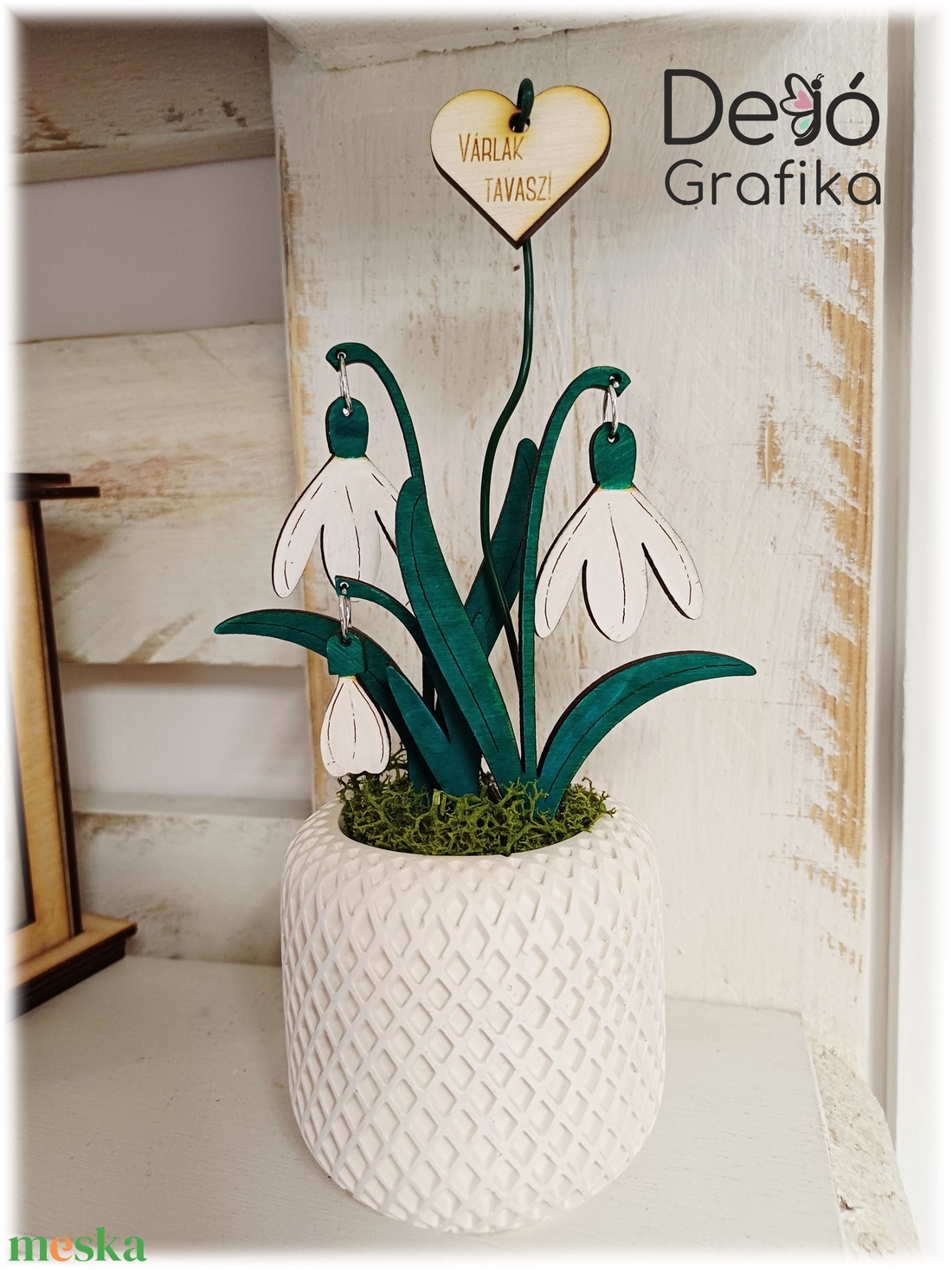 Tavaszváró hóvirág kaspóban - otthon & életmód - virágdekoráció - virágdíszek - virágdísz kaspóban - Meska.hu