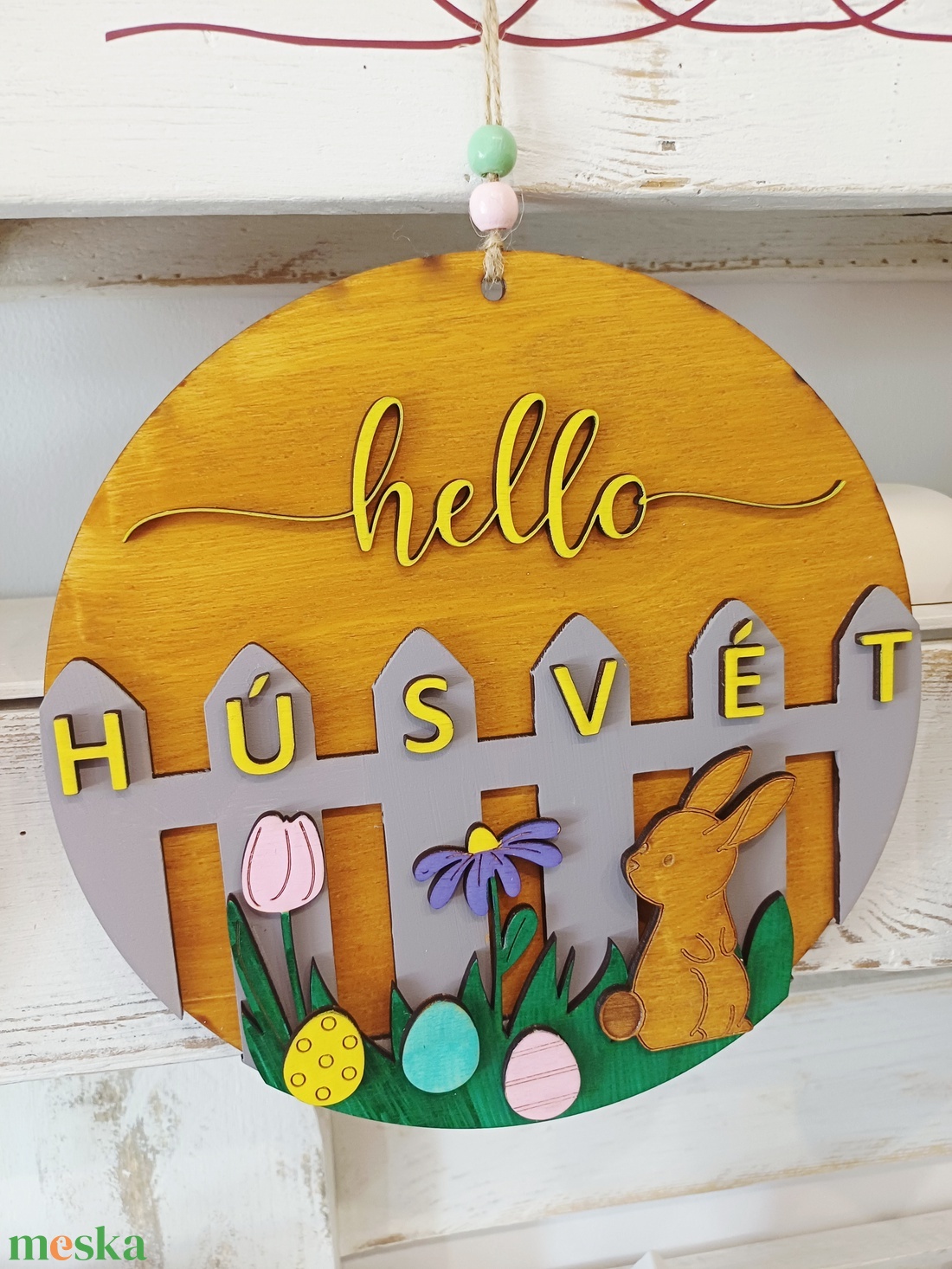Hello Tavasz+ Hello Húsvét kétoldalas ajtódísz - otthon & életmód - dekoráció - ajtó- és ablak dekoráció - ajtódísz & kopogtató - Meska.hu
