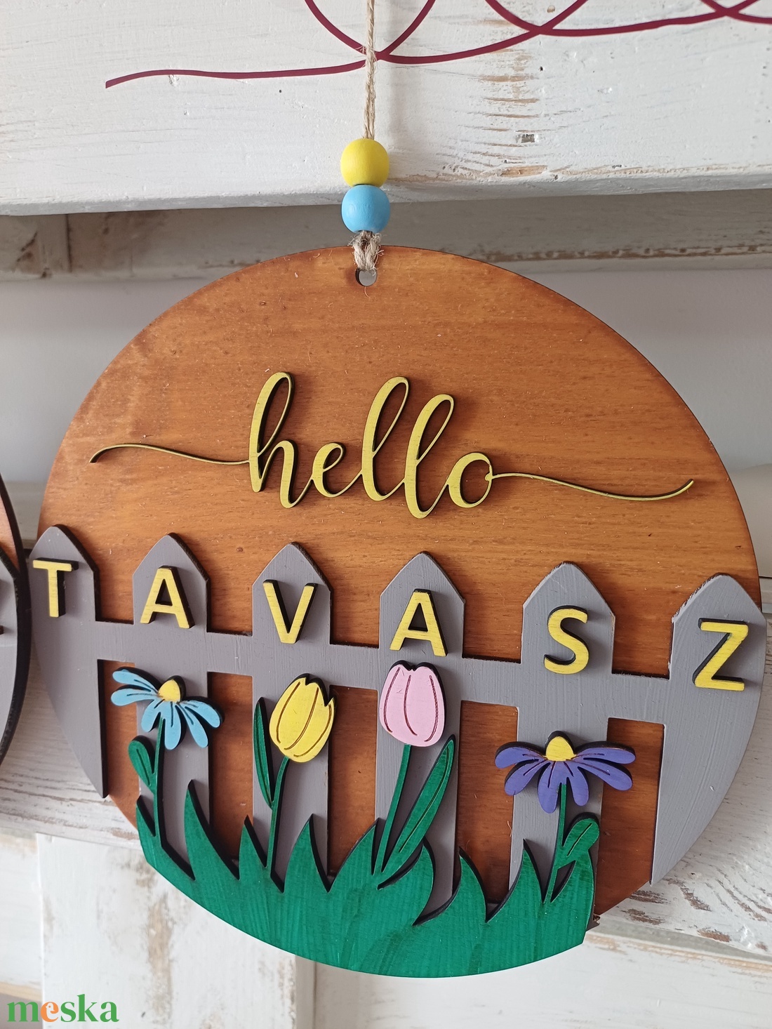 Hello Tavasz+ Hello Húsvét kétoldalas ajtódísz - otthon & életmód - dekoráció - ajtó- és ablak dekoráció - ajtódísz & kopogtató - Meska.hu