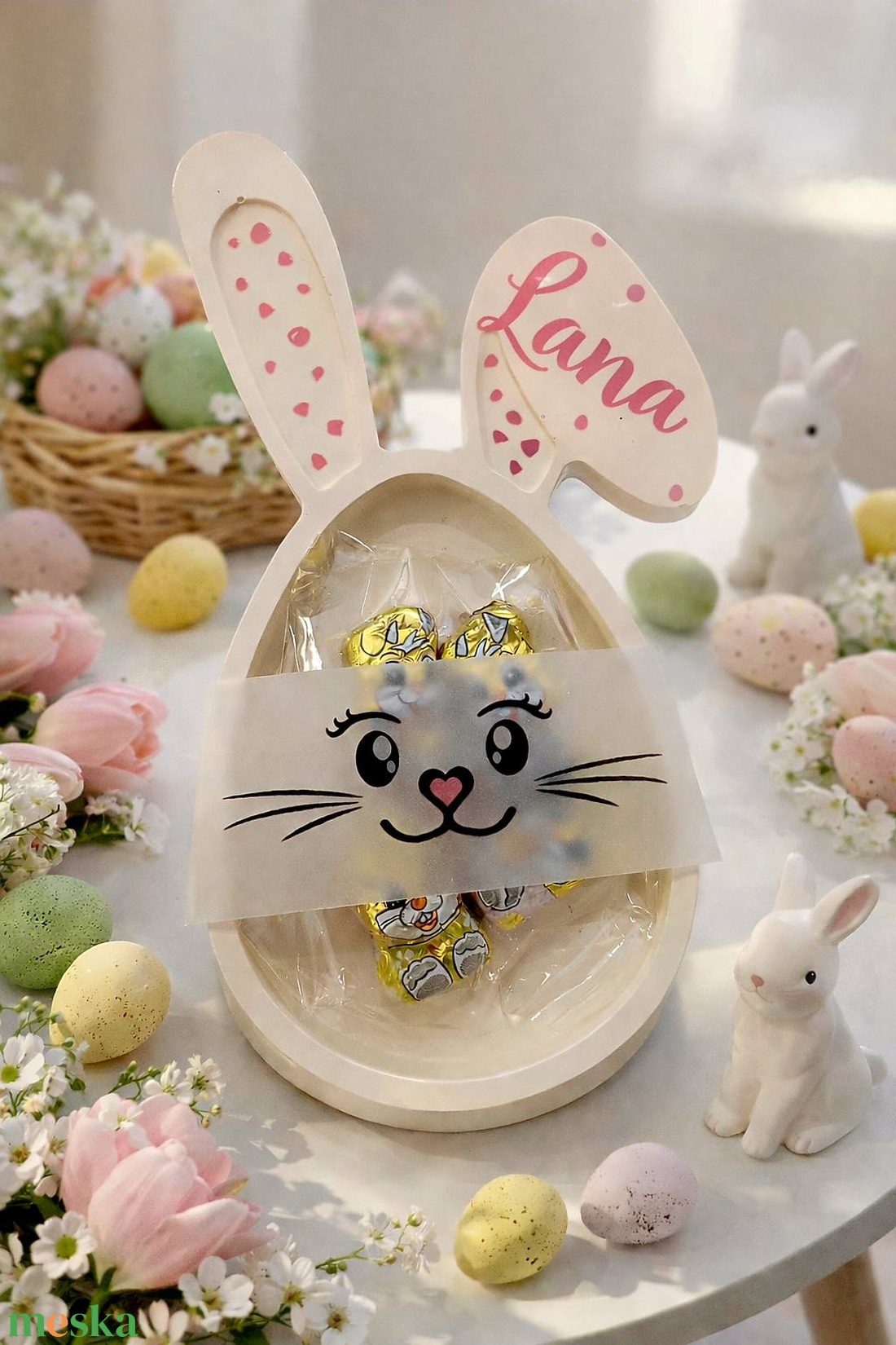 Névre szóló nyuszitálka - otthon & életmód - dekoráció - asztal és polc dekoráció - dekorációs tál, tartó - Meska.hu