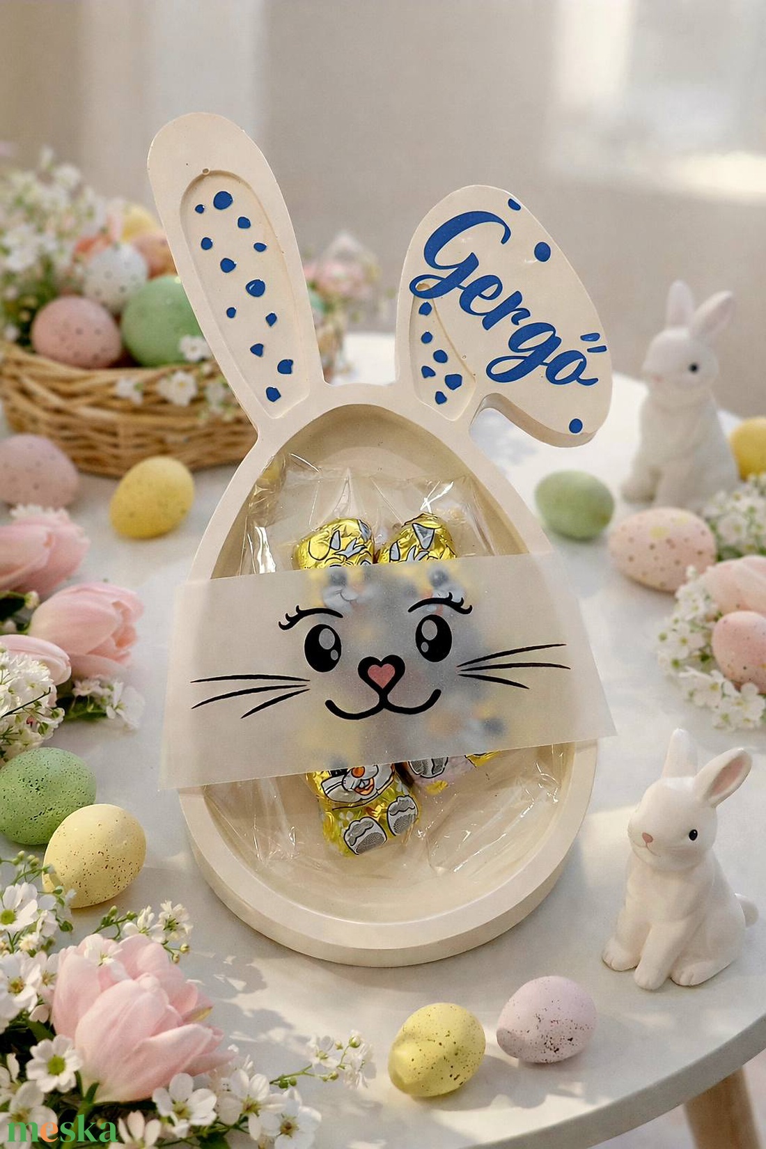 Névre szóló nyuszitálka - otthon & életmód - dekoráció - asztal és polc dekoráció - dekorációs tál, tartó - Meska.hu