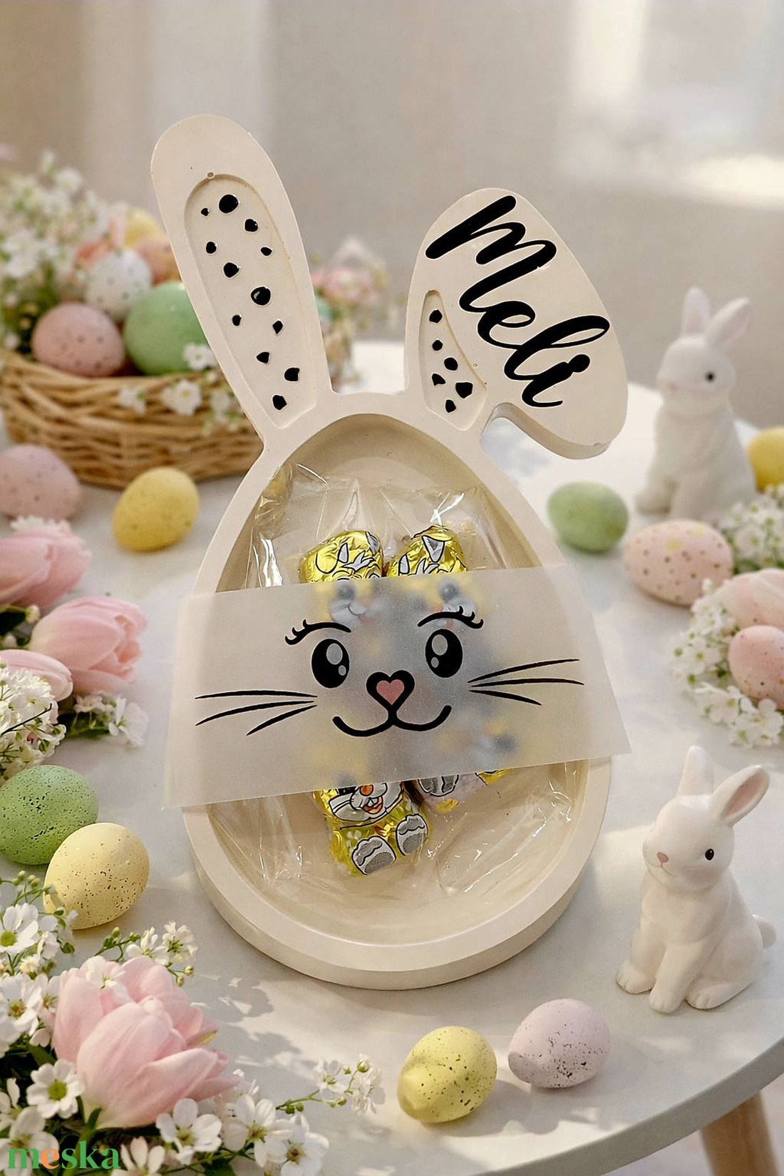 Névre szóló nyuszitálka - otthon & életmód - dekoráció - asztal és polc dekoráció - dekorációs tál, tartó - Meska.hu