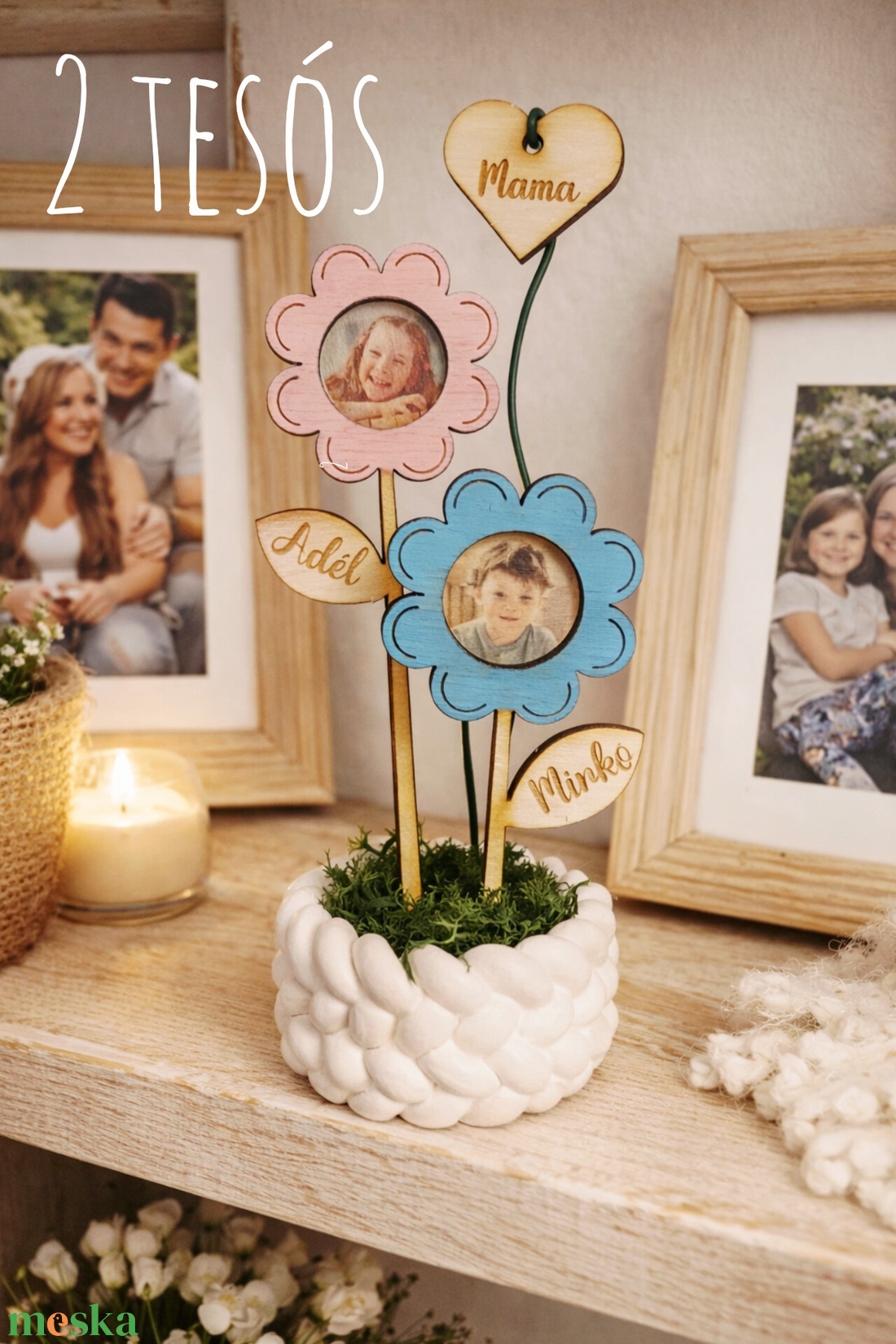 Anyák napi 2Tesós favirág - otthon & életmód - virágdekoráció - virágdíszek - lézervágott virágdíszek - Meska.hu