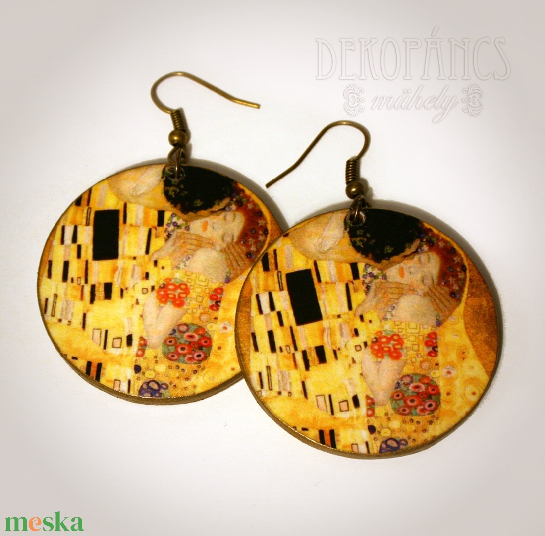 Klimt fülbevaló - Csók - ékszer - fülbevaló - lógós kerek fülbevaló - Meska.hu Klimt fülbevaló - Csók - ékszer - fülbevaló - lógós kerek fülbevaló - Meska.hu