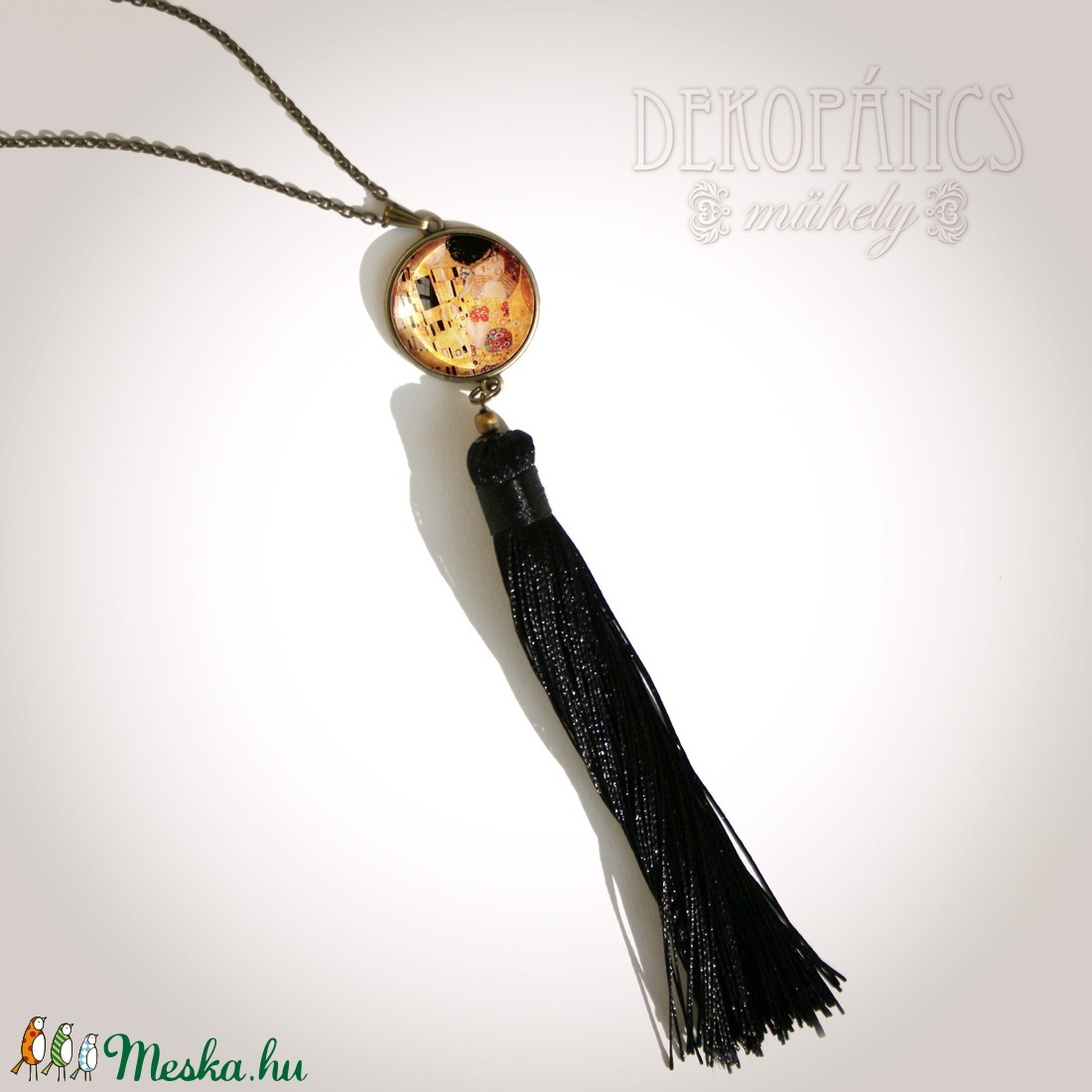 Klimt: Csók - bojtos nyaklánc  - ékszer - nyaklánc - bojtos nyaklánc - Meska.hu