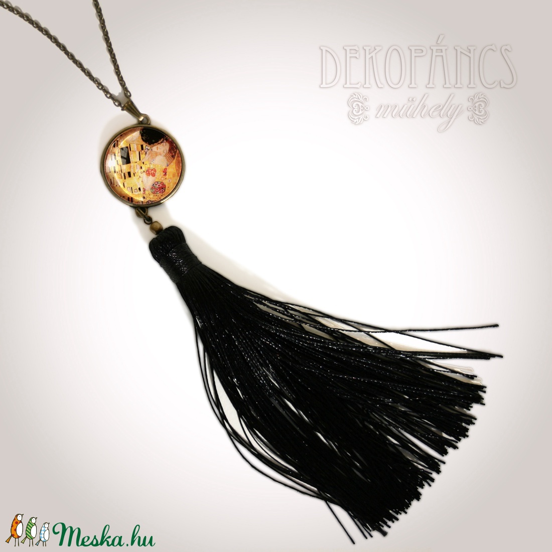 Klimt: Csók - bojtos nyaklánc  - ékszer - nyaklánc - bojtos nyaklánc - Meska.hu