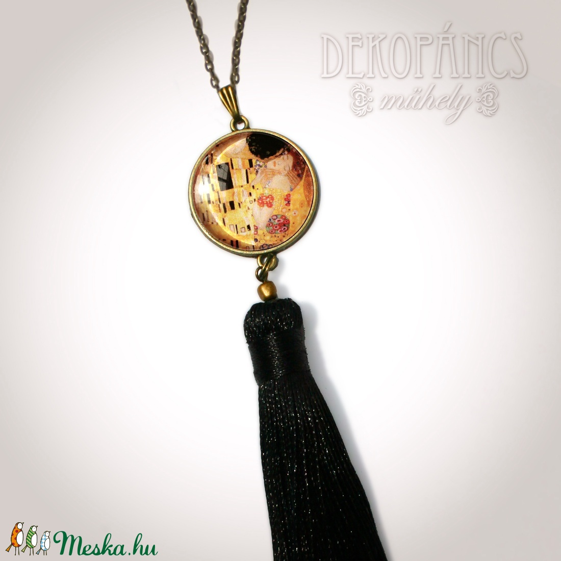 Klimt: Csók - bojtos nyaklánc  - ékszer - nyaklánc - bojtos nyaklánc - Meska.hu