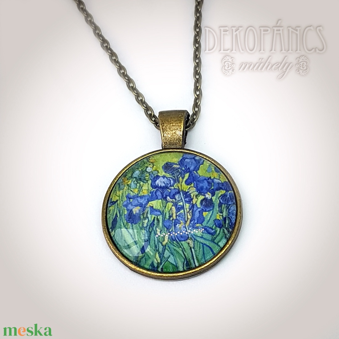 Van Gogh: Írisz - üveglencsés nyaklánc bronz színű - ékszer - nyaklánc - medálos nyaklánc - Meska.hu Van Gogh: Írisz - üveglencsés nyaklánc bronz színű - ékszer - nyaklánc - medálos nyaklánc - Meska.hu