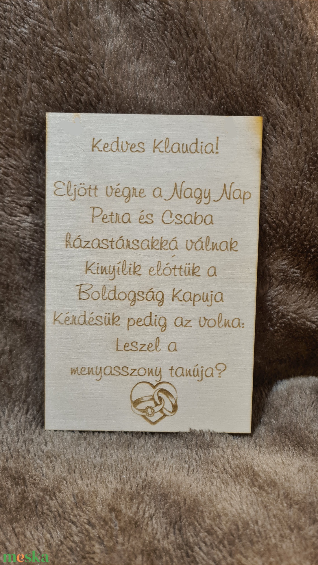 Gravírozott tanú felkerő - gyűrűs szivecskével - esküvő - meghívó & kártya - tanú felkérő - Meska.hu Gravírozott tanú felkerő - gyűrűs szivecskével - esküvő - meghívó & kártya - tanú felkérő - Meska.hu