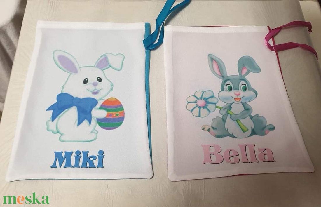 Egyedi,névre szóló nyuszizsákok - otthon & életmód - papír, írószer - ajándékozás kellékei - ajándékzsák, csomagolás - Meska.hu