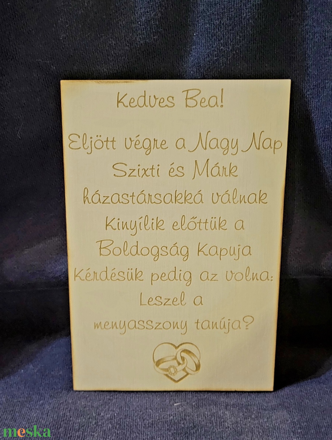 Gravírozott tanú felkerő - gyűrűs szivecskével - esküvő - meghívó & kártya - tanú felkérő - Meska.hu Gravírozott tanú felkerő - gyűrűs szivecskével - esküvő - meghívó & kártya - tanú felkérő - Meska.hu