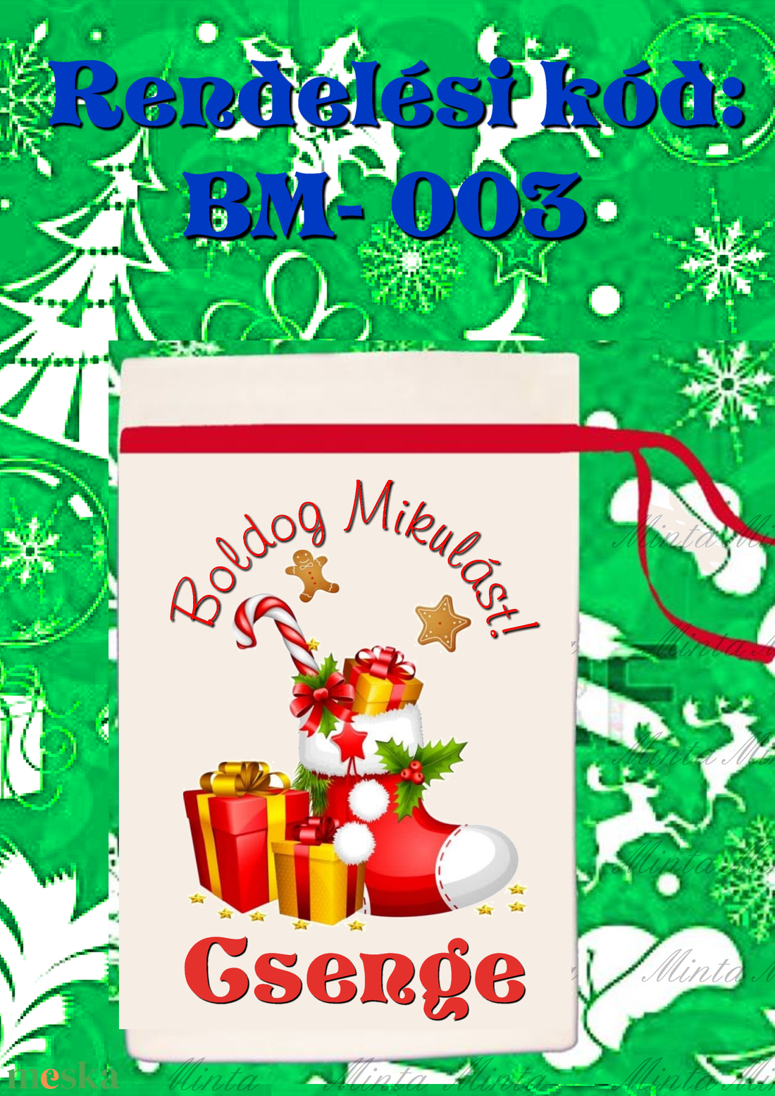Egyedi,névre szóló Mikulás Grinch mintával - karácsony - mikulás - mikulás zsák - Meska.hu