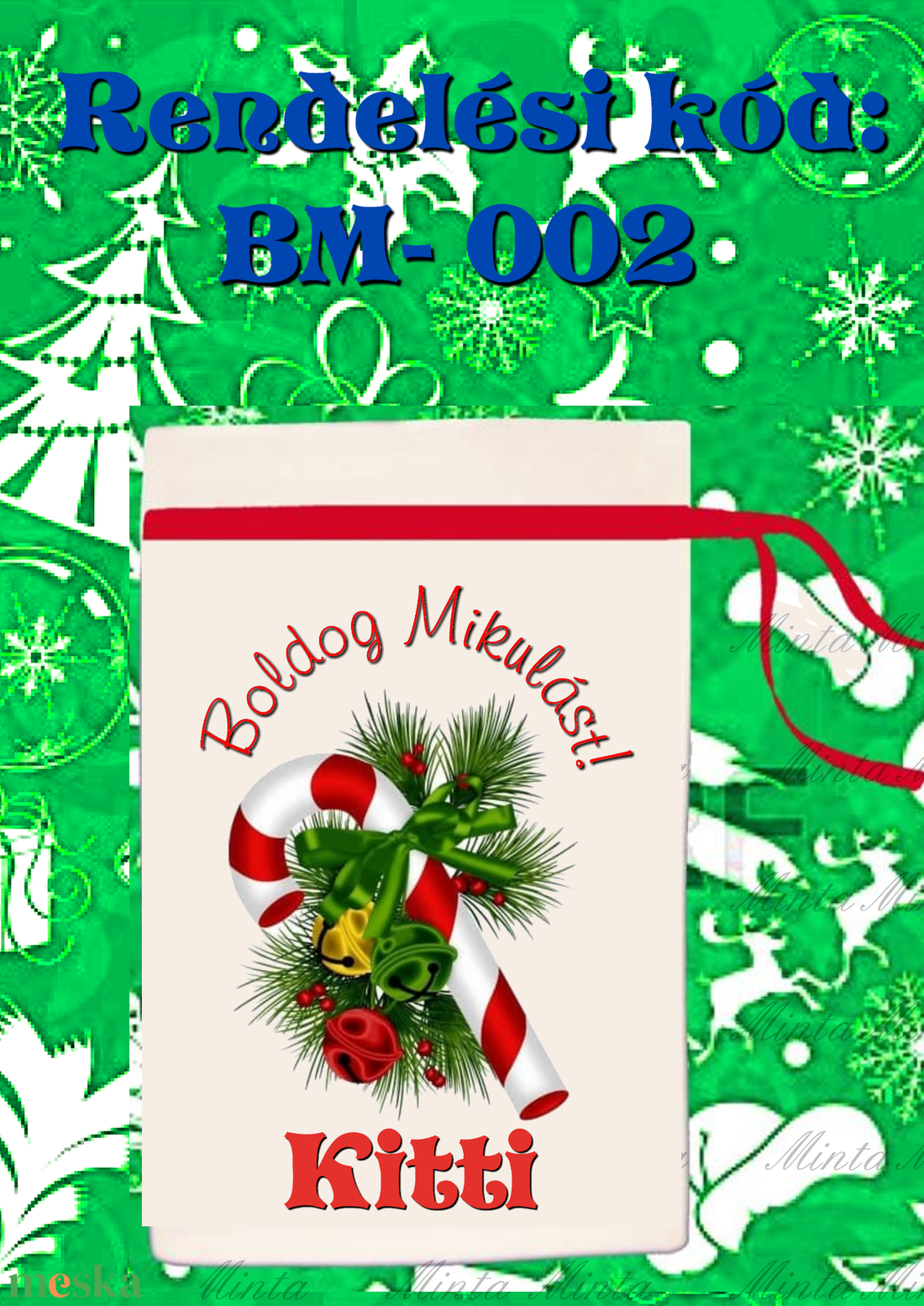 Egyedi,névre szóló Mikulás Grinch mintával - karácsony - mikulás - mikulás zsák - Meska.hu