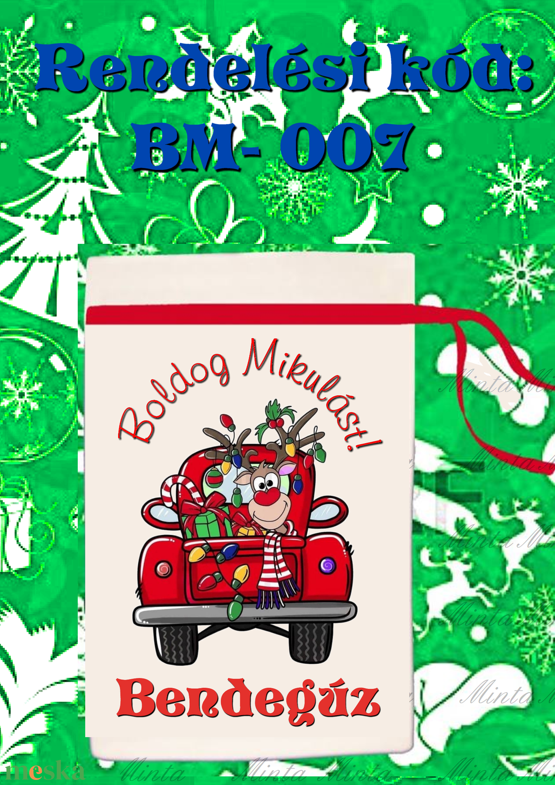 Egyedi,névre szóló Mikulás Grinch mintával - karácsony - mikulás - mikulás zsák - Meska.hu