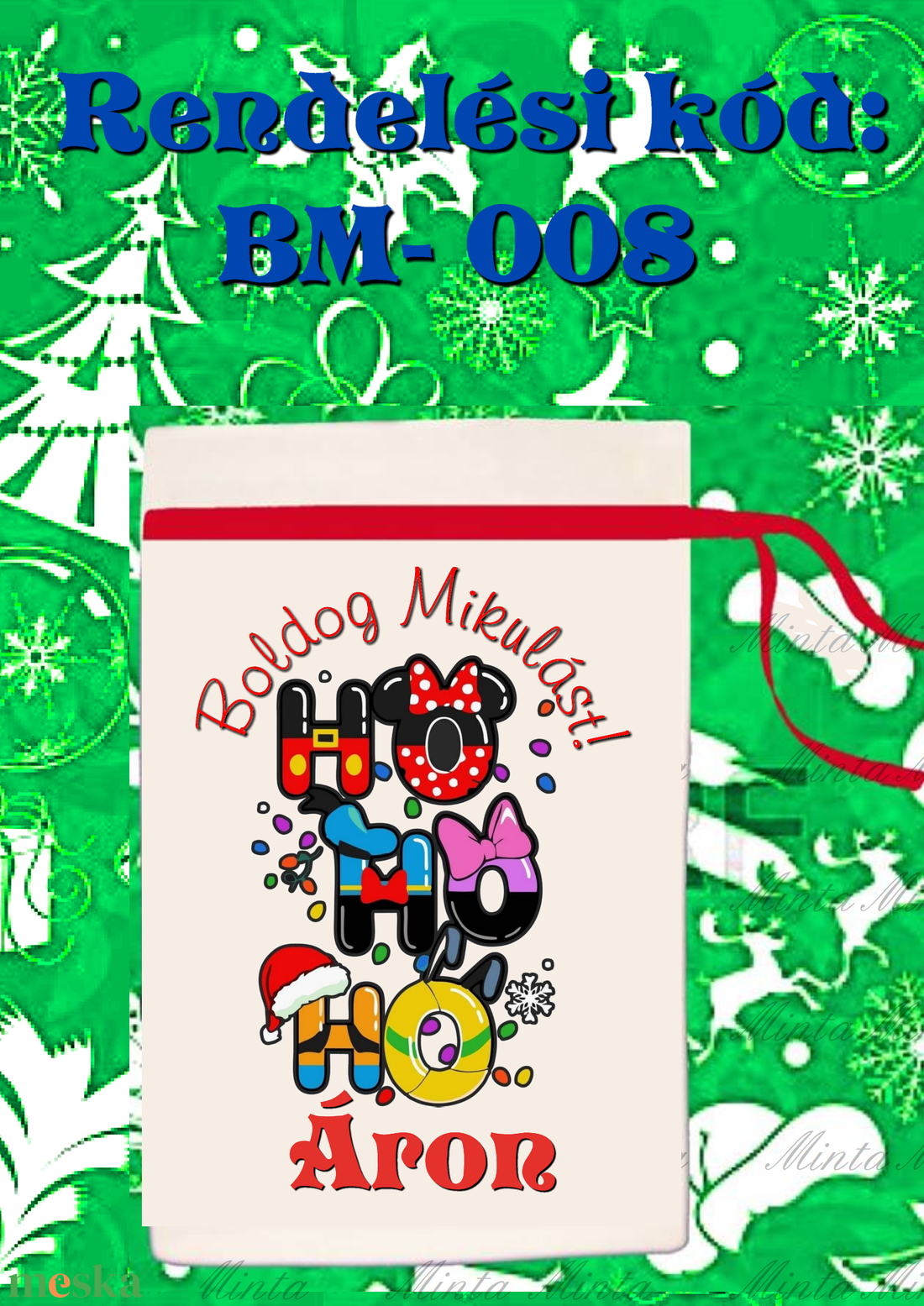 Egyedi,névre szóló Mikulás Grinch mintával - karácsony - mikulás - mikulás zsák - Meska.hu