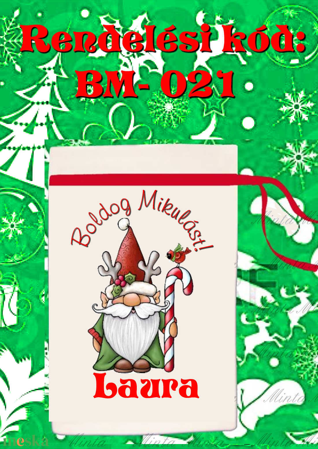 Egyedi,névre szóló Mikulás Grinch mintával - karácsony - mikulás - mikulás zsák - Meska.hu