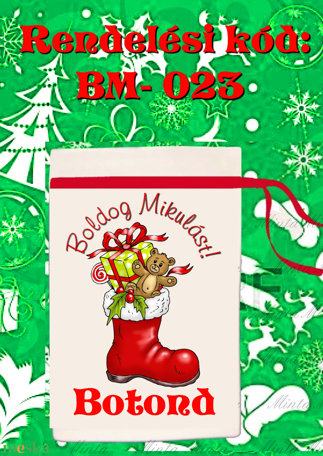 Egyedi,névre szóló Mikulás Grinch mintával - karácsony - mikulás - mikulás zsák - Meska.hu