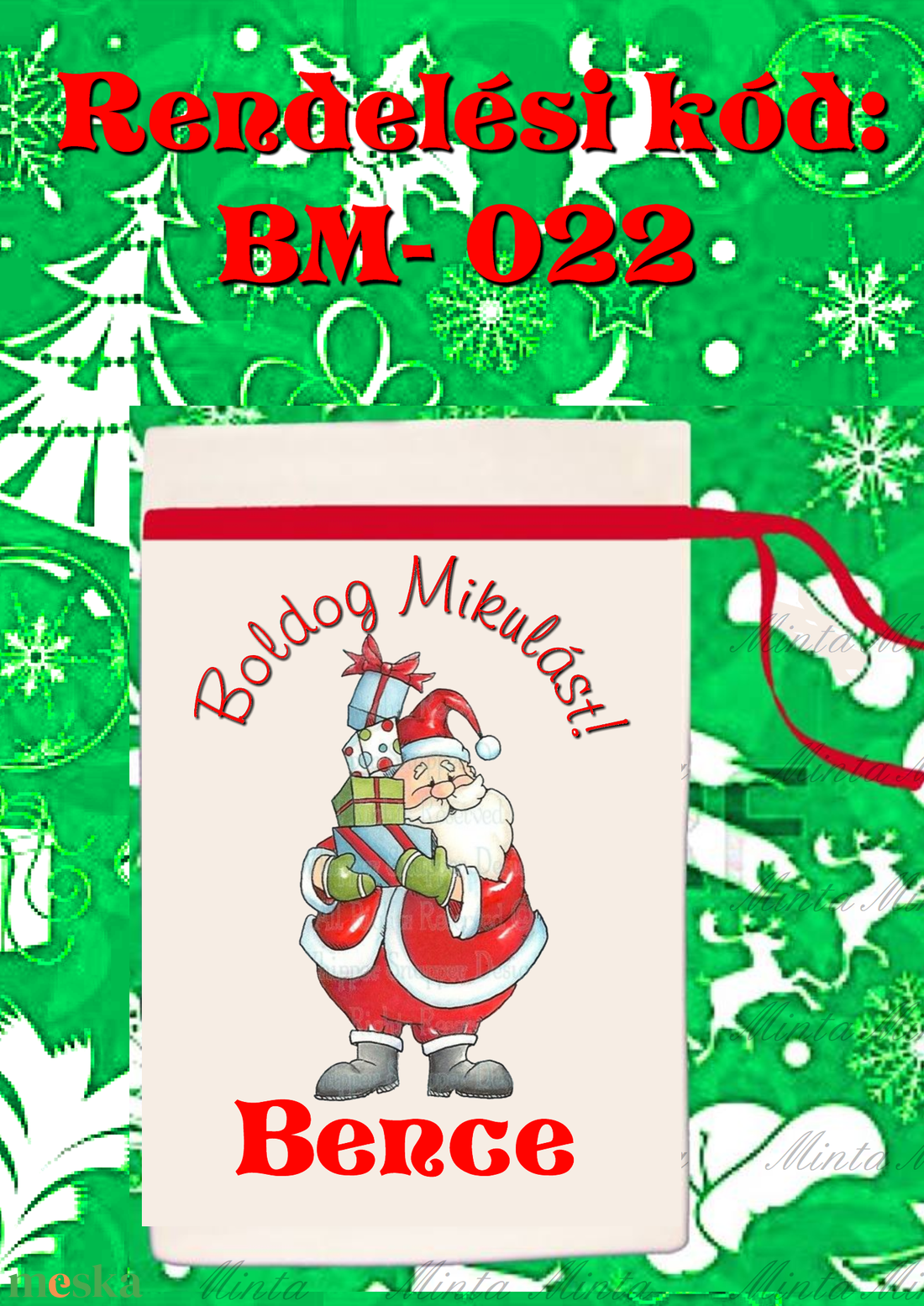 Egyedi,névre szóló Mikulás Grinch mintával - karácsony - mikulás - mikulás zsák - Meska.hu