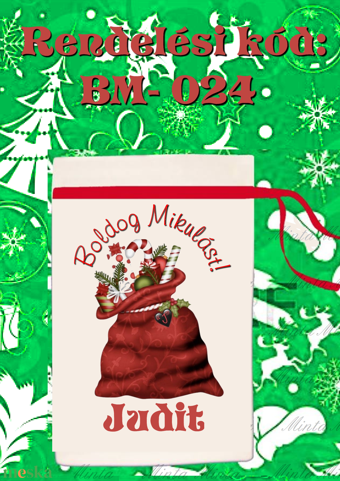 Egyedi,névre szóló Mikulás Grinch mintával - karácsony - mikulás - mikulás zsák - Meska.hu