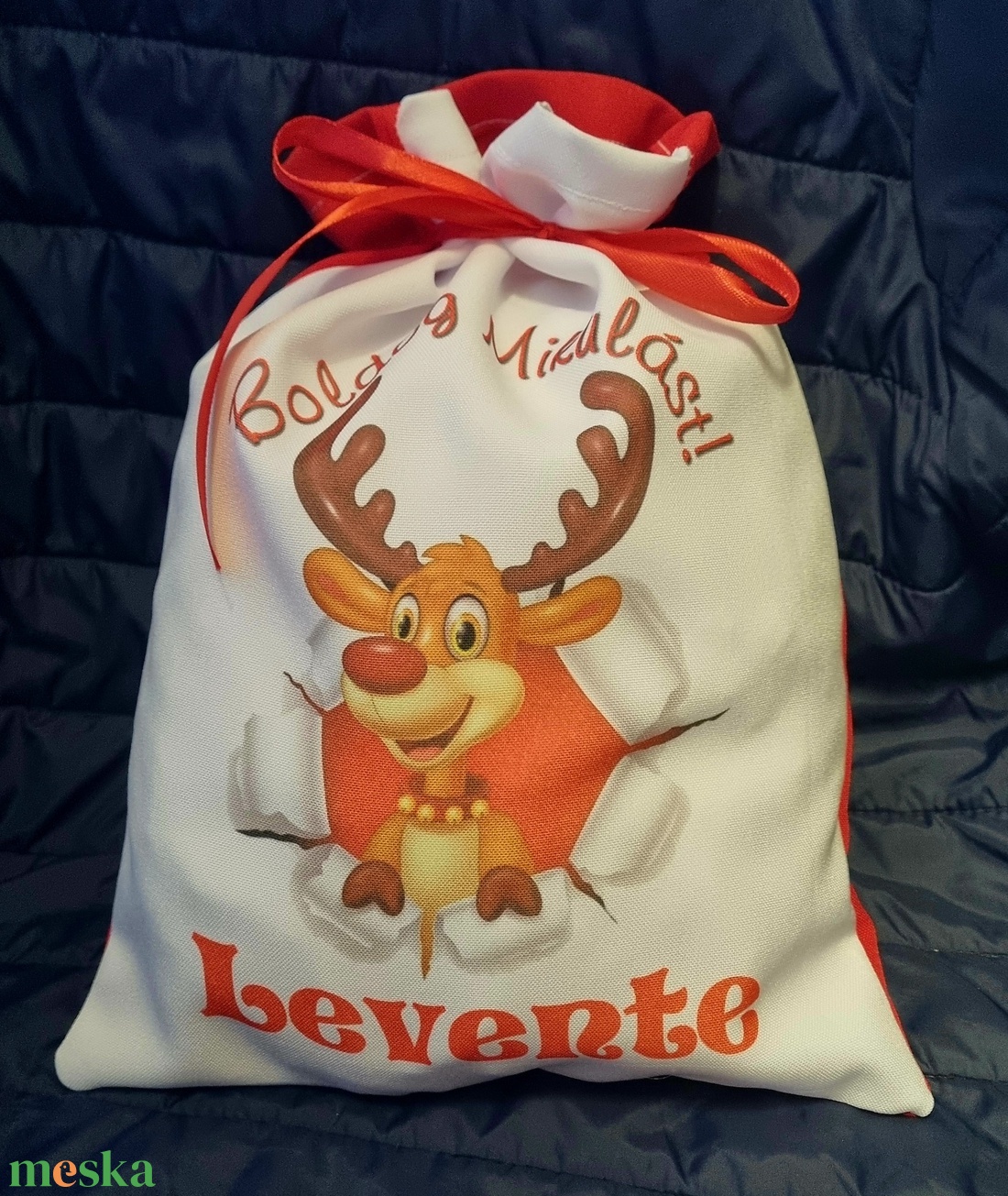 Egyedi,névre szóló Mikulás Grinch mintával - karácsony - mikulás - mikulás zsák - Meska.hu