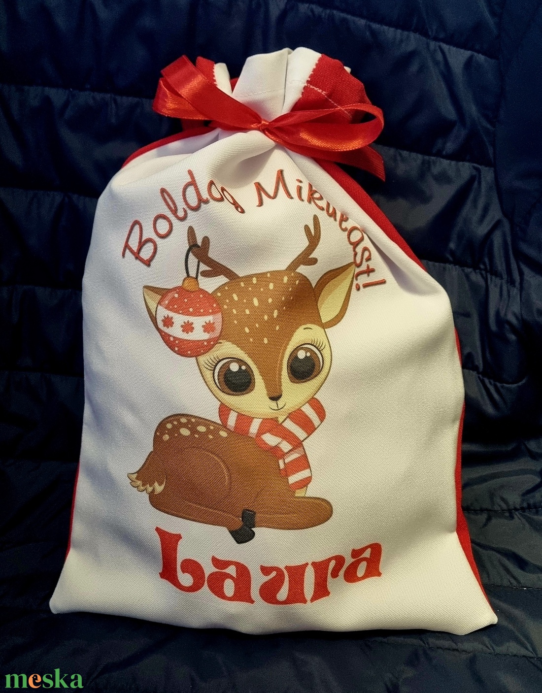 Egyedi,névre szóló Mikulás Grinch mintával - karácsony - mikulás - mikulás zsák - Meska.hu