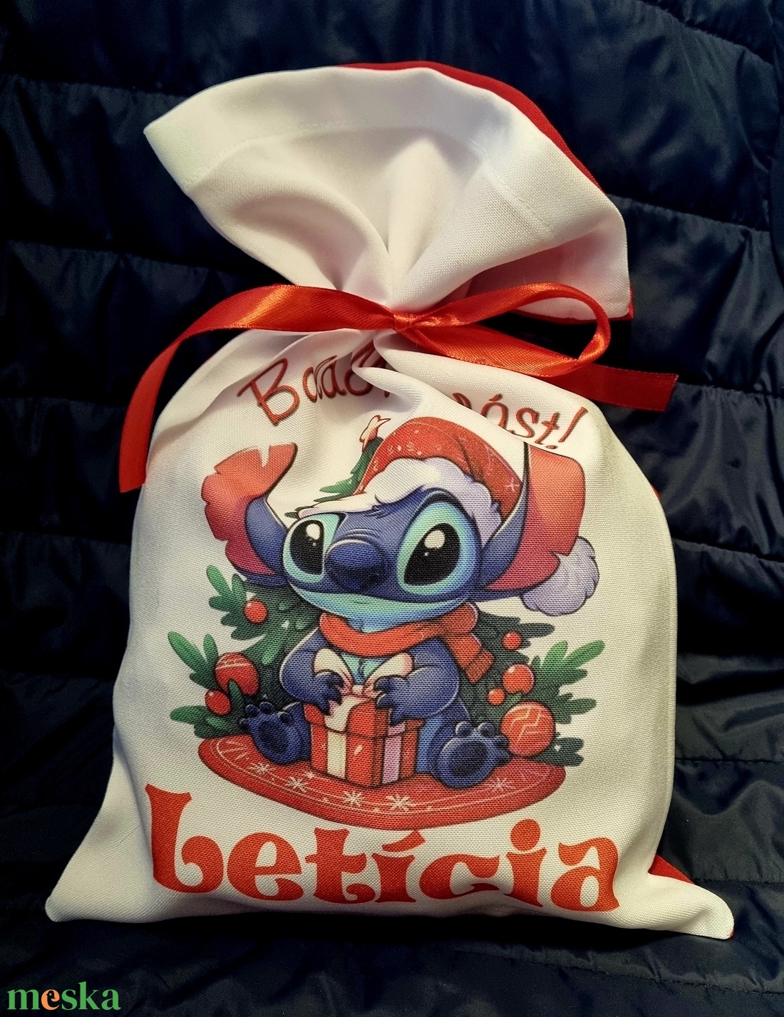 Egyedi,névre szóló Mikulás Grinch mintával - karácsony - mikulás - mikulás zsák - Meska.hu