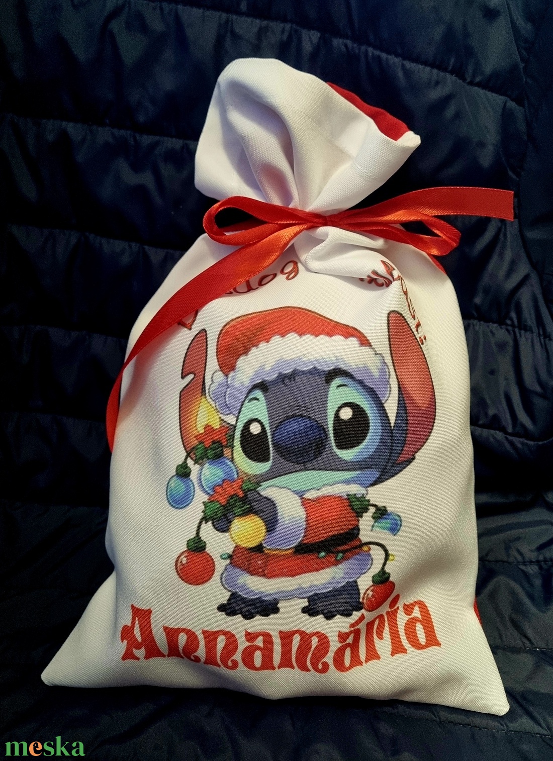 Egyedi,névre szóló Mikulás Grinch mintával - karácsony - mikulás - mikulás zsák - Meska.hu