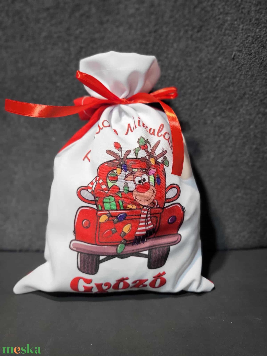 Egyedi,névre szóló Mikulás Grinch mintával - karácsony - mikulás - mikulás zsák - Meska.hu