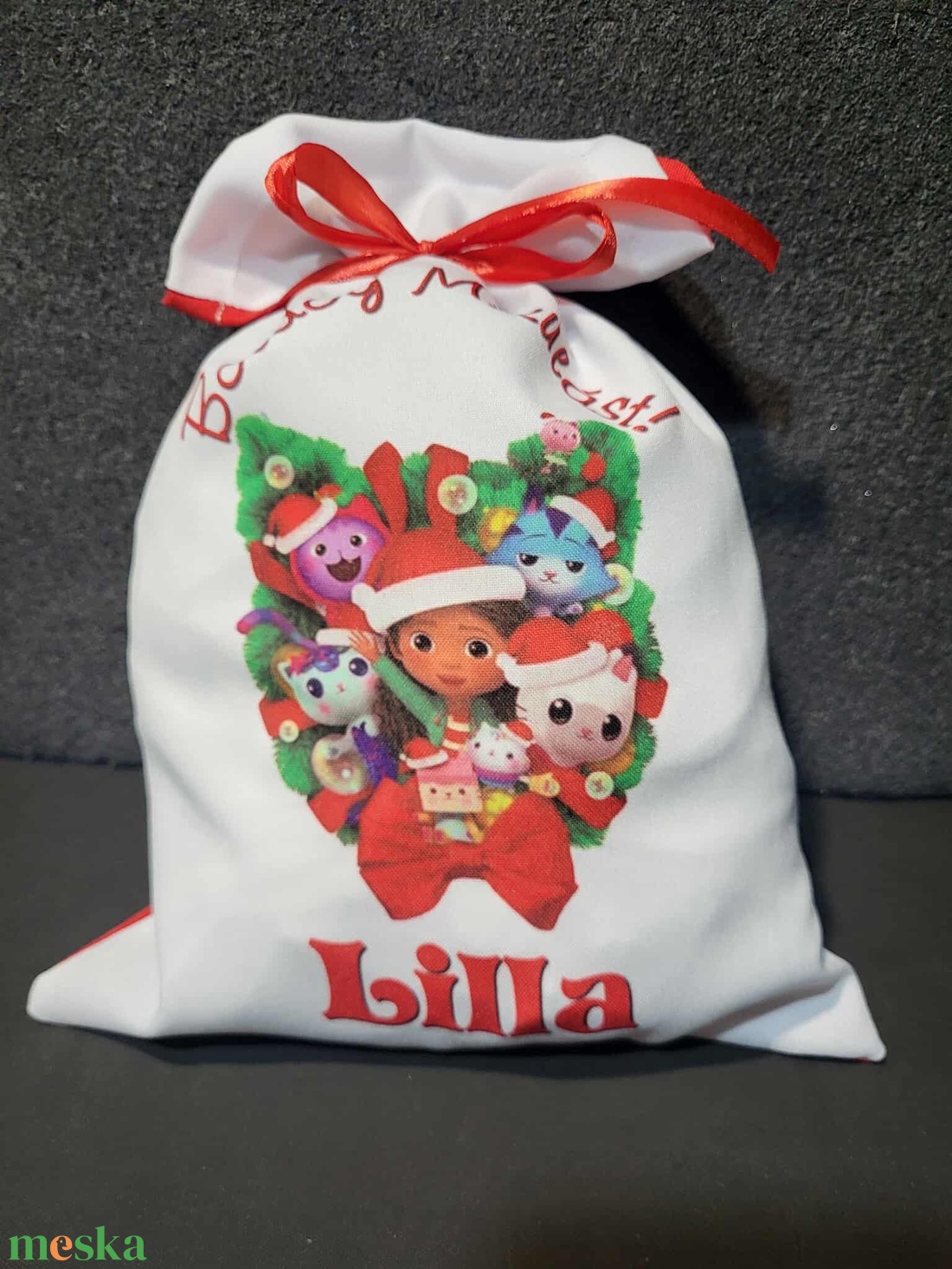 Egyedi,névre szóló Mikulás Grinch mintával - karácsony - mikulás - mikulás zsák - Meska.hu