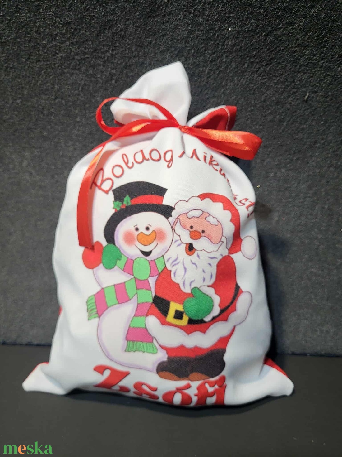 Egyedi,névre szóló Mikulás Grinch mintával - karácsony - mikulás - mikulás zsák - Meska.hu