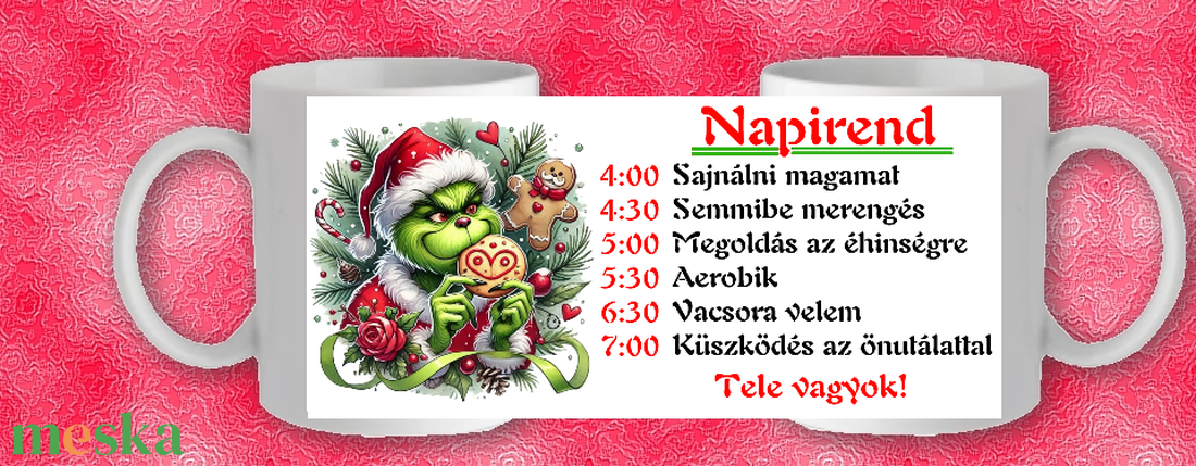 Grinches karácsonyi bögre - otthon & életmód - konyhafelszerelés, tálalás - tálalás - bögre & csésze - Meska.hu