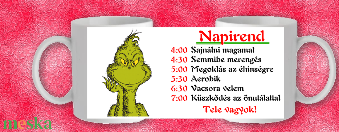 Grinches karácsonyi bögre - otthon & életmód - konyhafelszerelés, tálalás - tálalás - bögre & csésze - Meska.hu
