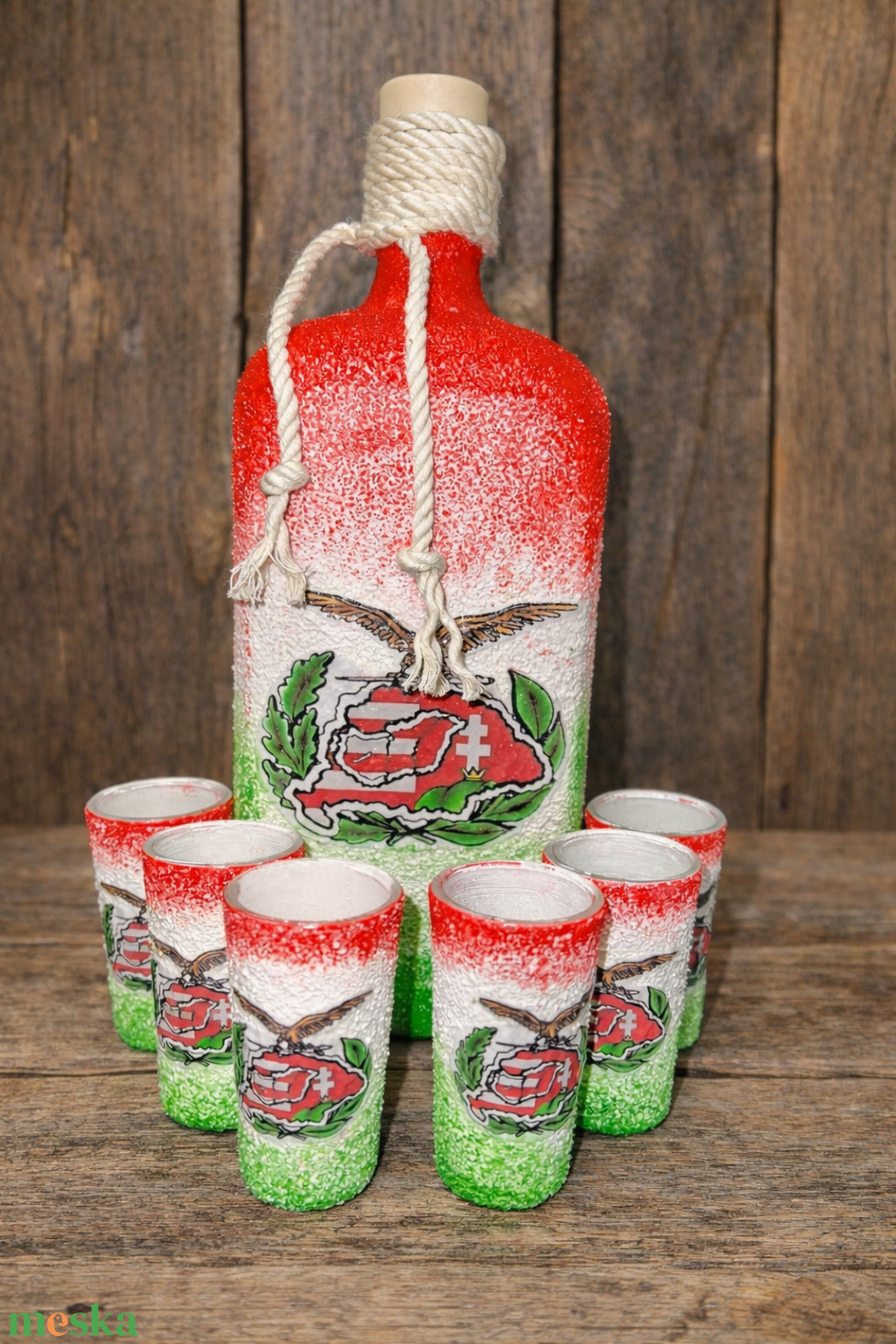 Nagy Magyarország -  pálinkás üveg szett - otthon & életmód - konyhafelszerelés, tálalás - tálalás - pálinkás poharak, szettek - Meska.hu