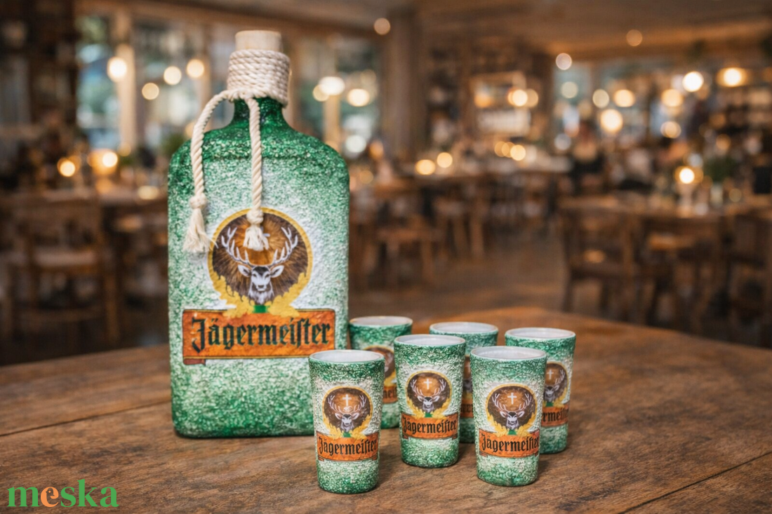 J�germeister-  pálinkás üveg szett - otthon & életmód - konyhafelszerelés, tálalás - tálalás - pálinkás poharak, szettek - Meska.hu