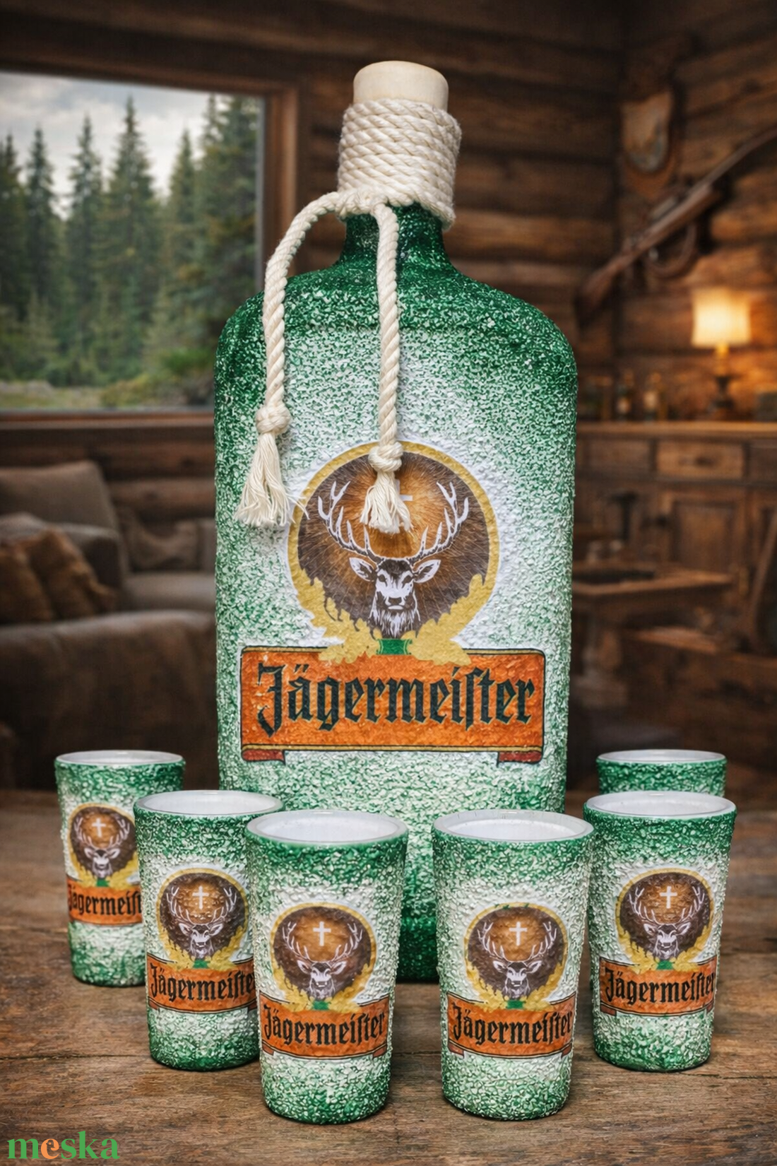 J�germeister-  pálinkás üveg szett - otthon & életmód - konyhafelszerelés, tálalás - tálalás - pálinkás poharak, szettek - Meska.hu