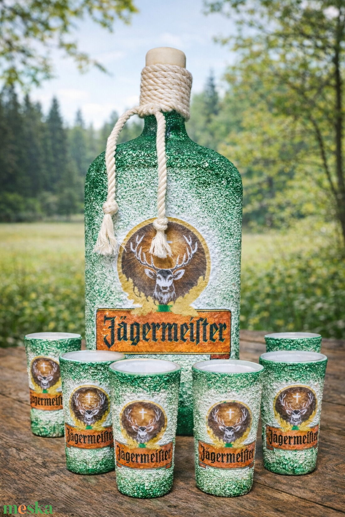 J�germeister-  pálinkás üveg szett - otthon & életmód - konyhafelszerelés, tálalás - tálalás - pálinkás poharak, szettek - Meska.hu