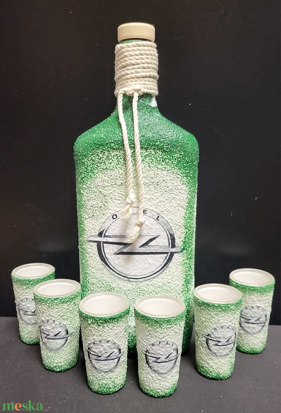 Opel -  pálinkás üveg szett - otthon & életmód - konyhafelszerelés, tálalás - tálalás - pálinkás poharak, szettek - Meska.hu