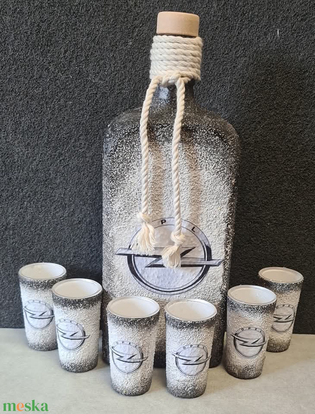 Opel -  pálinkás üveg szett - otthon & életmód - konyhafelszerelés, tálalás - tálalás - pálinkás poharak, szettek - Meska.hu