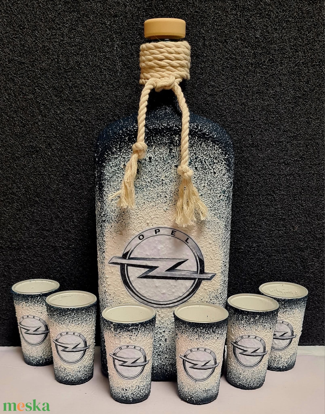 Opel -  pálinkás üveg szett - otthon & életmód - konyhafelszerelés, tálalás - tálalás - pálinkás poharak, szettek - Meska.hu