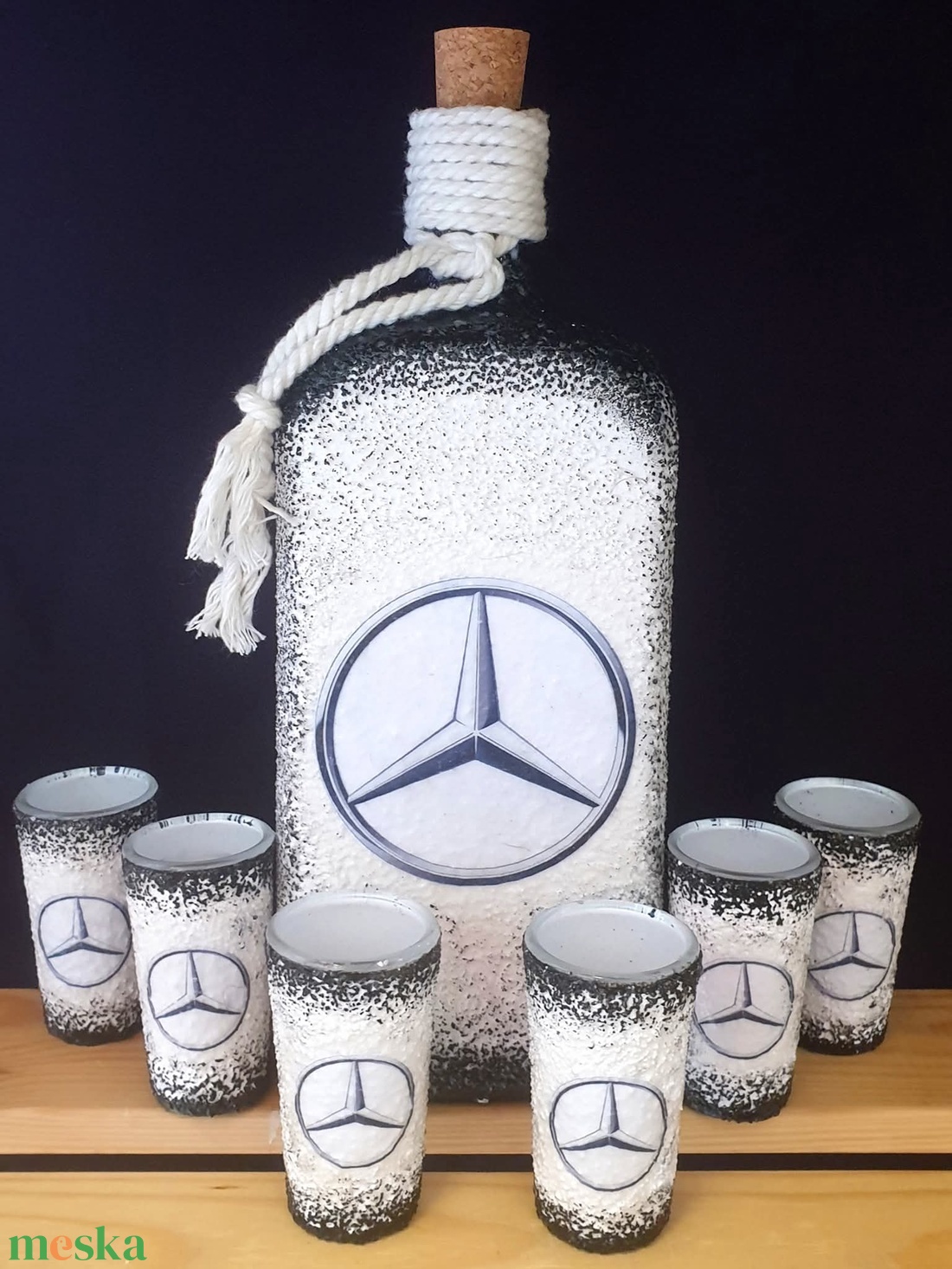 Mercedes -  pálinkás üveg szett - otthon & életmód - konyhafelszerelés, tálalás - tálalás - pálinkás poharak, szettek - Meska.hu