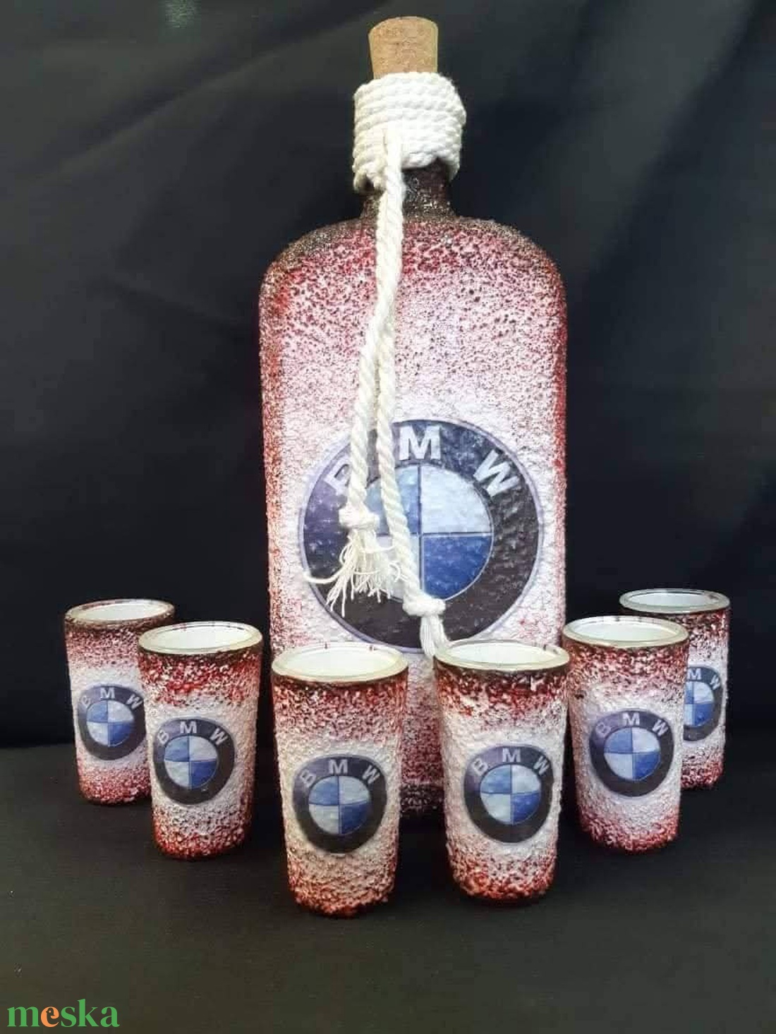 BMW -  pálinkás üveg szett - otthon & életmód - konyhafelszerelés, tálalás - tálalás - pálinkás poharak, szettek - Meska.hu