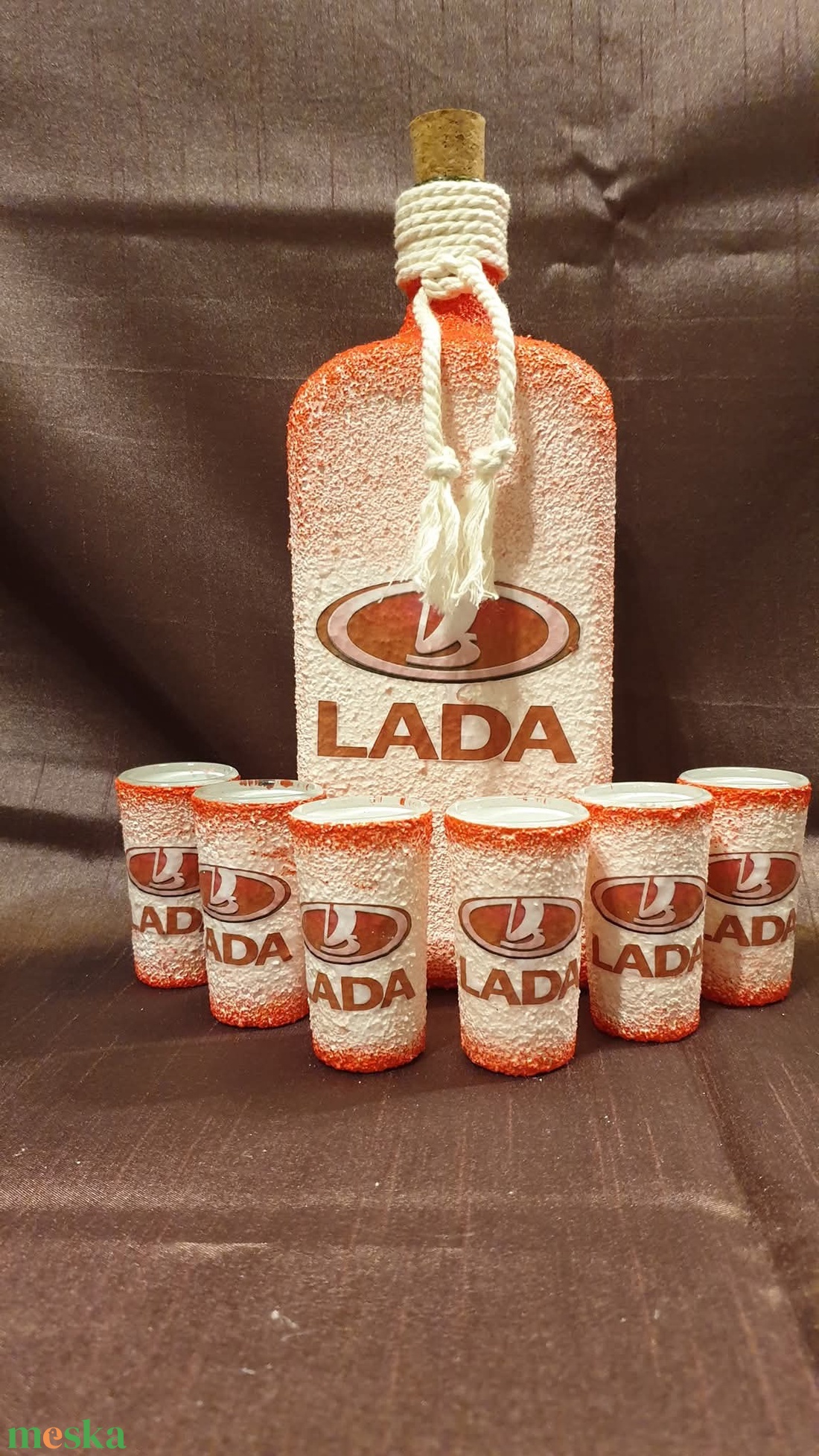 Lada -  pálinkás üveg szett - otthon & életmód - konyhafelszerelés, tálalás - tálalás - pálinkás poharak, szettek - Meska.hu