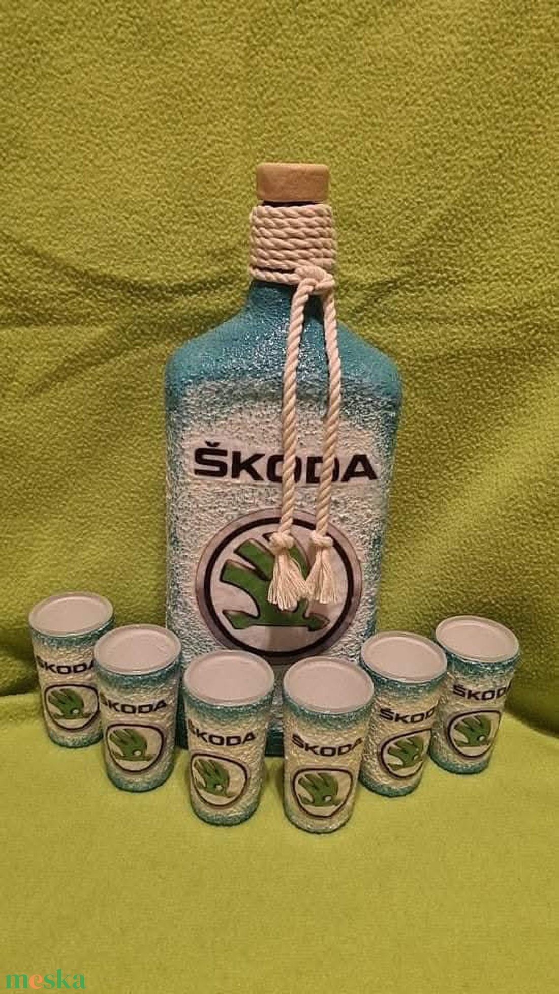 Skoda -  pálinkás üveg szett - otthon & életmód - konyhafelszerelés, tálalás - tálalás - pálinkás poharak, szettek - Meska.hu