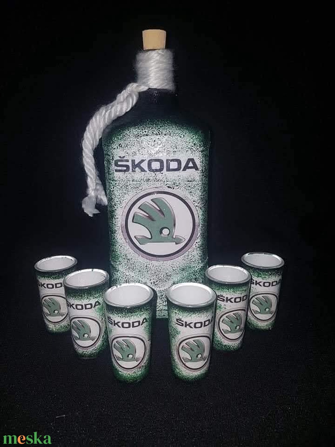 Skoda -  pálinkás üveg szett - otthon & életmód - konyhafelszerelés, tálalás - tálalás - pálinkás poharak, szettek - Meska.hu