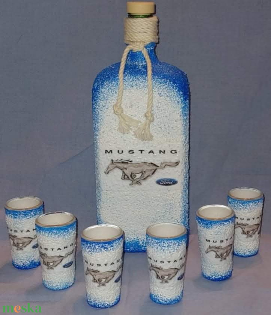 Mustang -  pálinkás üveg szett - otthon & életmód - konyhafelszerelés, tálalás - tálalás - pálinkás poharak, szettek - Meska.hu