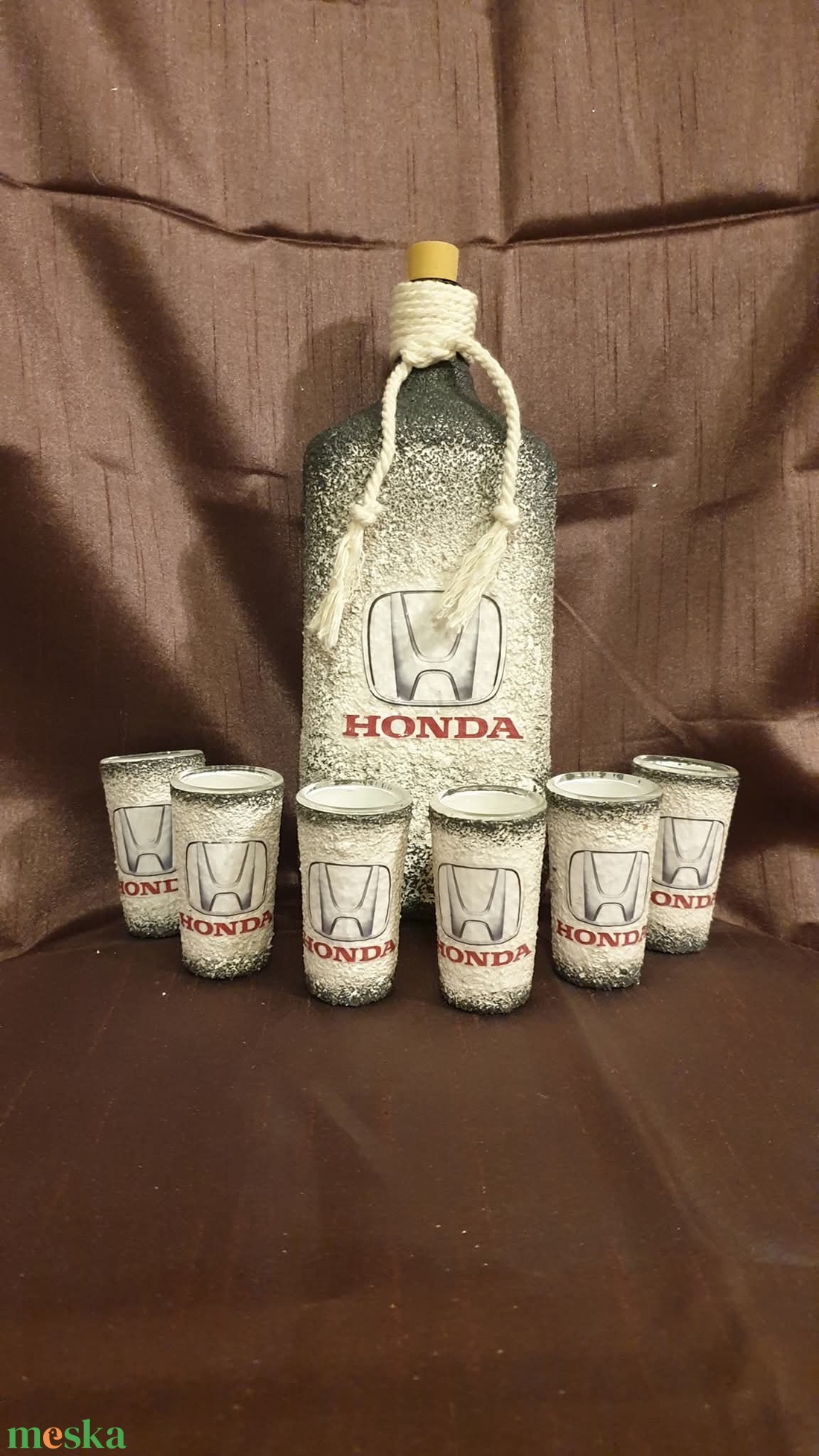 Honda -  pálinkás üveg szett - otthon & életmód - konyhafelszerelés, tálalás - tálalás - pálinkás poharak, szettek - Meska.hu