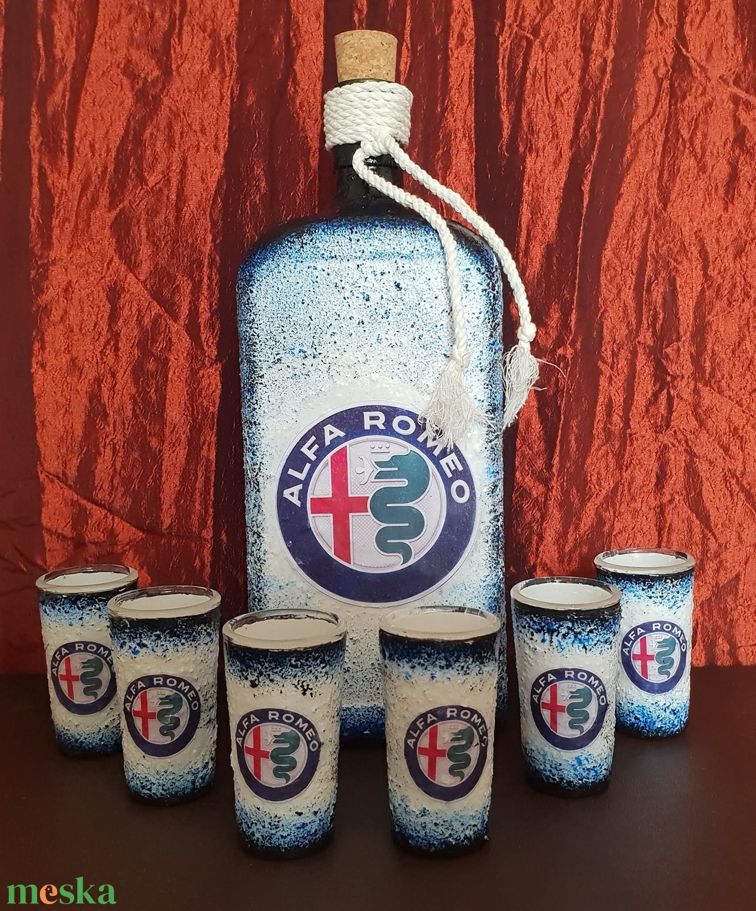 Alfa Romeo -  pálinkás üveg szett - otthon & életmód - konyhafelszerelés, tálalás - tálalás - pálinkás poharak, szettek - Meska.hu