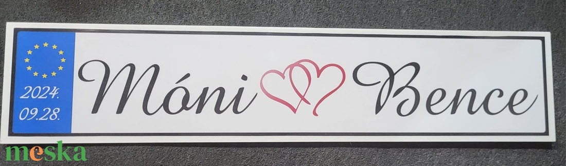 Esküvői autóra egyedi rendszámtábla - esküvő - dekoráció - tábla & jelzés - Meska.hu