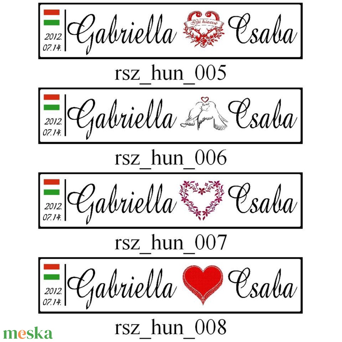 Esküvői autóra egyedi rendszámtábla - esküvő - dekoráció - tábla & jelzés - Meska.hu